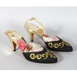 A PAIR OF SALVATORE FERRAGAMO SHOES, (one worn).