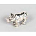 A SILVER NOVELTY RHINO PIN CUSHION.