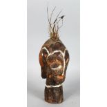 An African carved double headed figure/staff.
