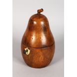 A PEAR TEA CADDY. 7ins high.