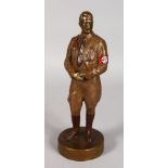 A STANDING BRONZE OF HITLER, on a circular base. 11ins high.