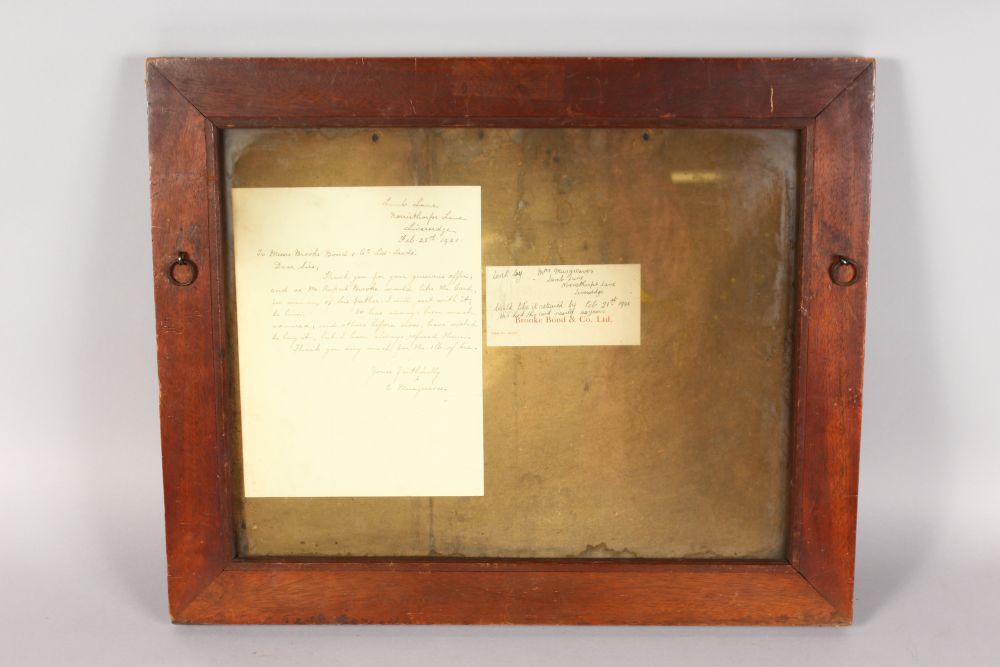 AN ORIGINAL ADVERTISEMENT, DATE 1880, for BROOKE BOND TEA, framed, the letters on reverse glazed. - Image 3 of 5