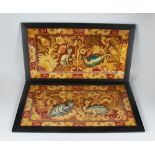 A PAIR OF 19TH CENTURY PLAIT POINT NEEDLEWORK PICTURES, each depicting two dragons, framed and
