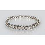A 14CT WHITE GOLD DIAMOND BRACELET OF 2CTS approx.