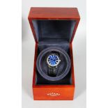 A ROTARY ELITE LIMITED EDITION WATCH, 55/500, automatic with blue face, in a presentation box.