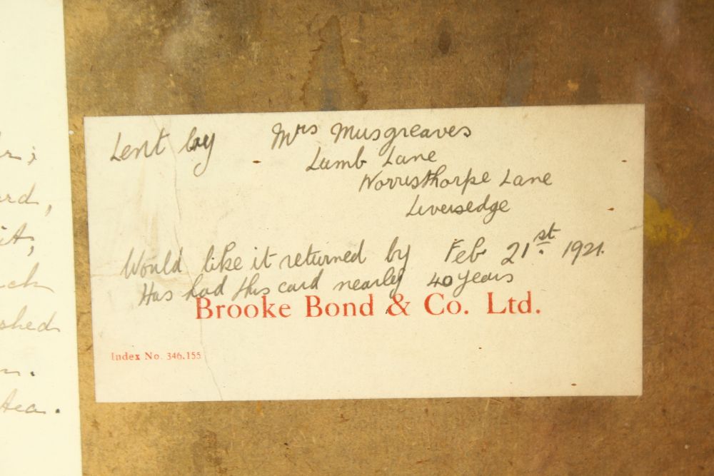 AN ORIGINAL ADVERTISEMENT, DATE 1880, for BROOKE BOND TEA, framed, the letters on reverse glazed. - Image 5 of 5