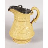 A W. RIDGWAY, SON & CO STONEWARE JUG, Dated Oct. 1835, with a tavern interior and man on a horse