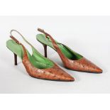 A PAIR OF GUCCI CROCODILE STILETTO SHOES. Size 38C (worn several times).