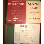 PARTRIDGE (Eric) Adventuring Among Words, 8vo, clo., d.w., SIGNED & INSCRIBED to [Professor] Georges