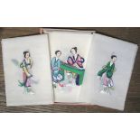 CHINA / CANTON export paintings: set of 12 pith-paper paintings of Chinese people or types, each