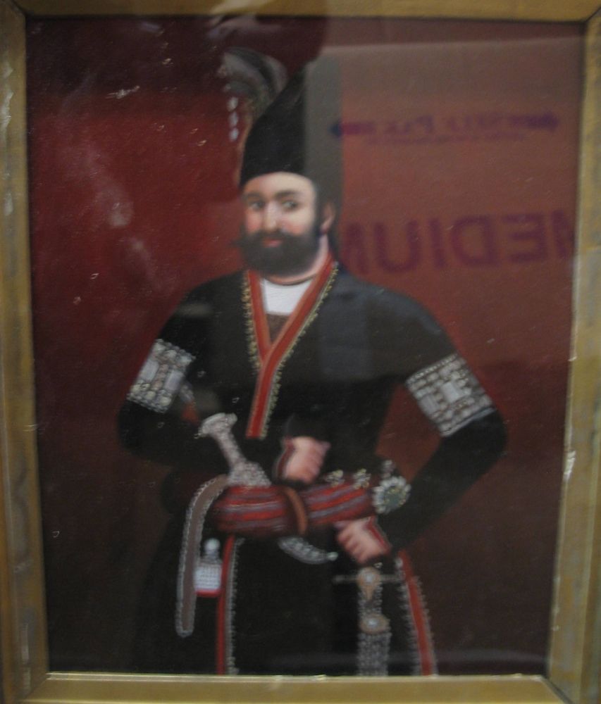 PERSIA: Oil painting of Sultan, Persian possibly;. c1900. Gilt frame.