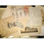 EPHEMERA: Box of assorted ephemera, watercolours, posters, prints & maps. 19th & 20th century.