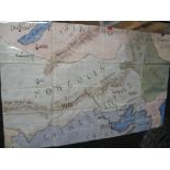 CHINA / MISSIONARY: a hand-painted map on linen of China, Manchuria, Siberia, Mongolia & Korea,