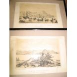 HONG KONG: pair of original lithographs of Hong Kong, 1847. Each 23 x 15 cm. Framed.