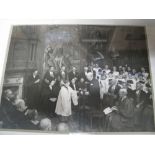 a collection of misc. prints & pictures, incl. b/w photo of Churchill receiving contributions to the