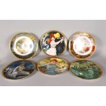 A SET OF SIX CROWN STAFFORDSHIRE PORCELAIN PLATES, painted with famous French painters. 10ins
