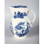 A CAUGHLEY MASK JUG printed with five versions of the Fisherman and Cormorant pattern.