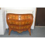 A SWEDISH MARQUETRY AND ORMOLU MOUNTED BOMBE-COMMODE