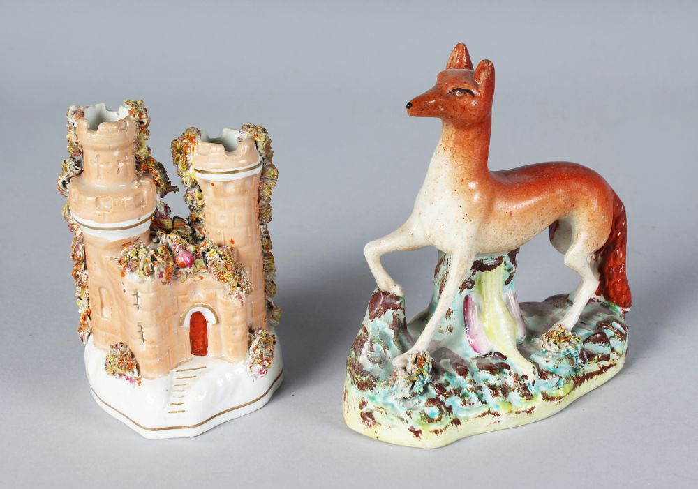 A STAFFORDSHIRE CASTLE AND A FOX (2).