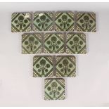 A SET OF TEN WEBBS TILERS OF WORCESTER TILES, flowers. 6ins square.