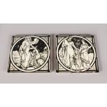 A PAIR OF MINTON CLASSICAL TILES, Circa. 1880-1900, Christ walking on the sea and another. 6ins