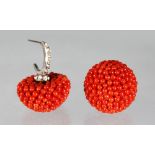 A PAIR OF CORAL EARRINGS.