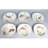 A SET OF SIX JOHNSON BROS HAND PAINTED FISH PLATES.