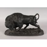 AMERICAN SCHOOL (LATE 19TH CENTURY) STUDY OF BISON, cast iron. 7ins x 14ins.
