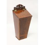 A 19TH CENTURY MAHOGANY AND INLAID CANDLE BOX with a small drawer. 1ft 8ins high.