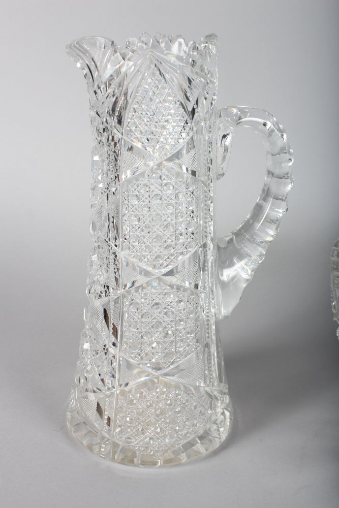 A SUPERB AMERICAN CUT GLASS JUG AND BOWL. - Image 2 of 7