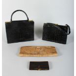 A COLLECTION OF FAUX CROCODILE HANDBAGS AND PURSES to include L. K. Bennett, Waldybag, and others.