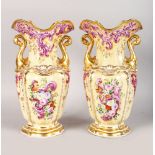 A SUPERB PAIR OF CONTINENTAL PORCELAIN TWO HANDLED VASES by L. BOJEN, R. & E. HAIDINGER (1815-1873),