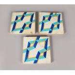 A SET OF THREE MINTON ART DECO TILES, Circa. 1930. 6ins square.