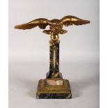 A FRENCH ORMOLU MOUNTED MARBLE THERMOMETER, surmounted with an eagle and olive branch. 13.5ins