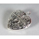 A .925 SILVER NOVELTY EMBOSSED HEART SHAPED PENDANT.