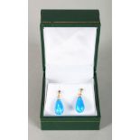 A PAIR OF 9CT GOLD OPAL DROP EARRINGS.