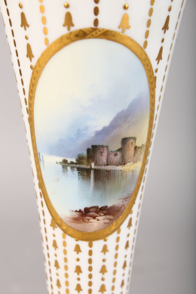 A GOOD SPODE COPELAND TAPERING VASE, rich blue and gilt decoration, painted with reverse panels of a - Image 2 of 6