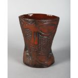 SENEKA KASHKU (CAPE TOWN) A BROWN POTTERY VASE. Signed,