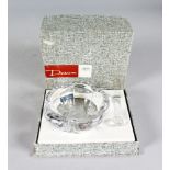 A BOXED DAUM PLAIN GLASS PESTLE AND MORTAR.