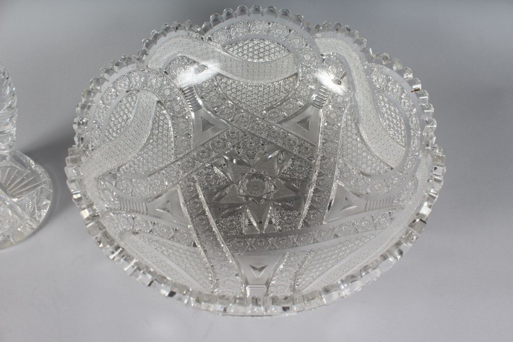 A SUPERB AMERICAN CUT GLASS JUG AND BOWL. - Image 3 of 7