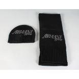 AN ARMANI SCARF AND HAT.