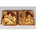 A PAIR OF TILES, Jacobs Dream at Bethel and another. 6ins square.