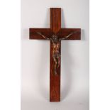 AN 19TH CENTURY ROSEWOOD CORPUS CHRISTI CRUCIFIX. 16ins long.