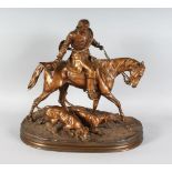 PIERRE JULES MENE (1810-1879) FRENCH A SUPERB RARE BRONZE GROUP OF LOUIS XV OUT HUNTING WITH HIS