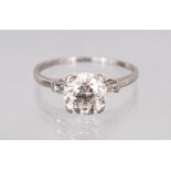 A SUPERB SINGLE STONE DIAMOND RING of 2.1CT, in 18ct white gold.