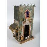 A VIENNA COLD CAST METAL ARAB BOX LAMP. 11ins high.