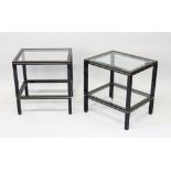 A PAIR OF FRENCH VINTAGE SIDE TABLES by PIERRE VANDEL, CIRCA. 1970'S, in black lacquered metal