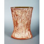 ANNA AN AFRICAN ART TERRACOTTA VASE. Signed. 11.5ins high.