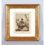 AN ENGRAVING OF NAPOLEON BONAPART "Napoleon au Bivouac" Image 6ins x 4.5ins, in a glazed gilt