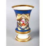 A 19TH CENTURY ENGLISH PORCELAIN SPILL VASE painted with flowers in a diamond shaped panel on a